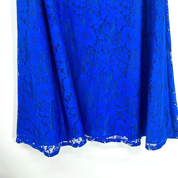 Sleeveless fit flare midi lace Blue Party cocktail Dress whimsy cottage core - Picture 2 of 11